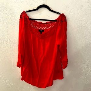 Off the shoulder red top